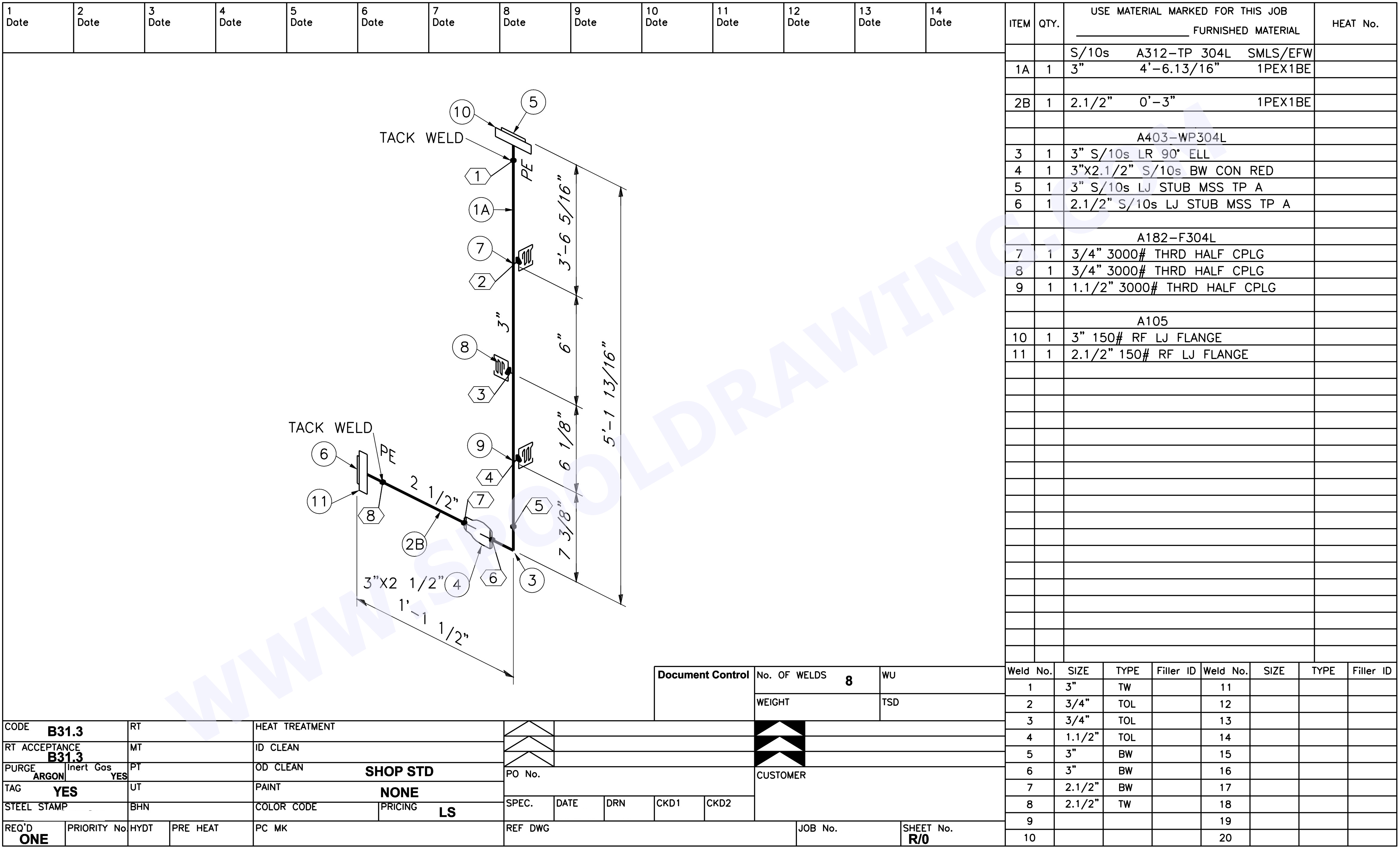 Pipe Spool Shop Drawing Pipe Spool Shop Drawing Detailing Drafting