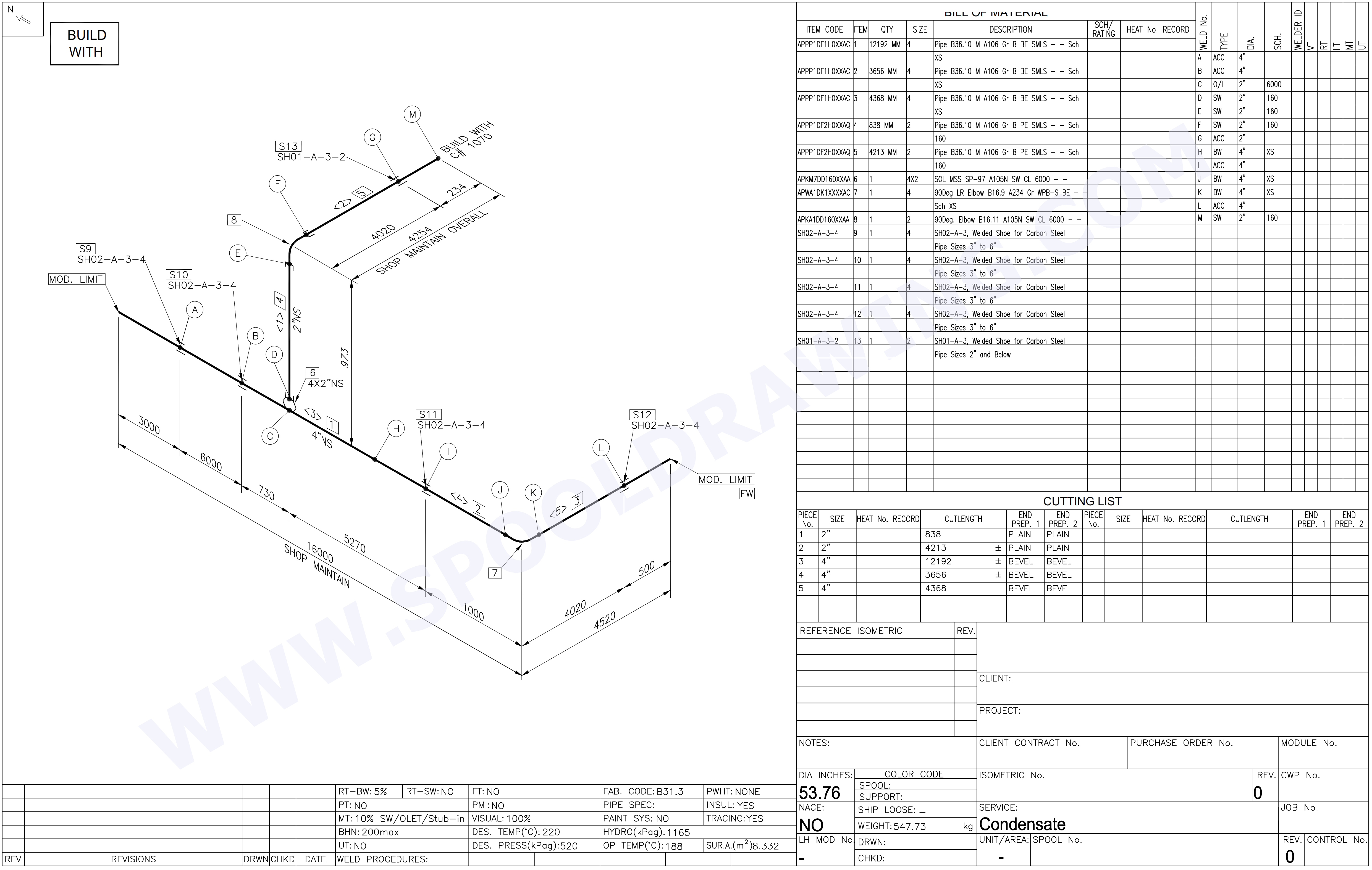 Pipe Spool Shop Drawing Pipe Spool Shop Drawing Detailing Drafting